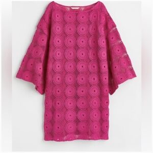 h&m pink croceht dress sz m